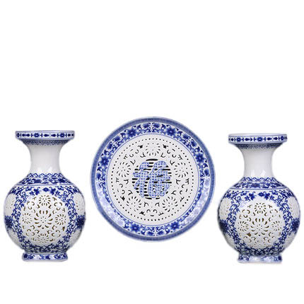 porcelain for Jahrriesnge hollow  vase set 3 pcs cna0908  porcelain Jahrriesnge  for hollow  vase set 3 pcs cna0908