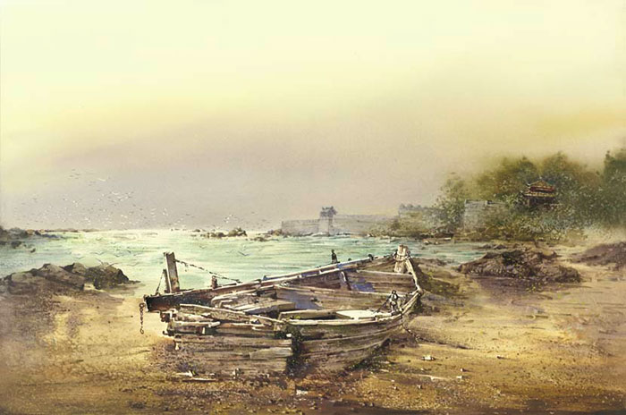 Landscape for Jahrriesnge wooden boat lpf08246  Landscape Jahrriesnge  for wooden boat lpf08246